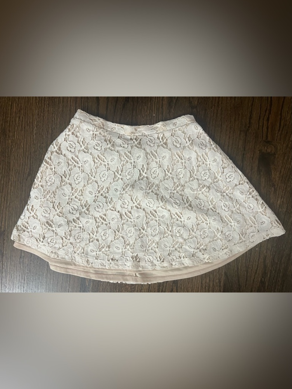 A. Byer Light Cream Lace A-Line Skirt